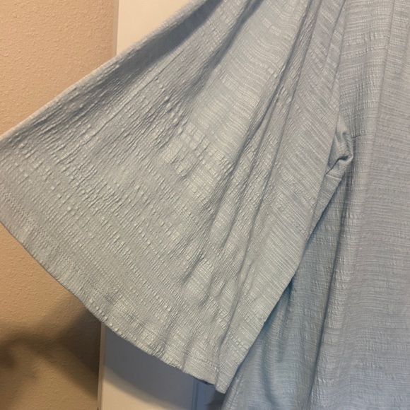 Wonderly Sky Blue Textured V-Neck Blouse - Picture 5 of 5